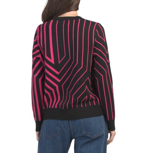 EDINBURGH KNITS marine Geometric Crew Neck Sweater - Picture 2 of 2